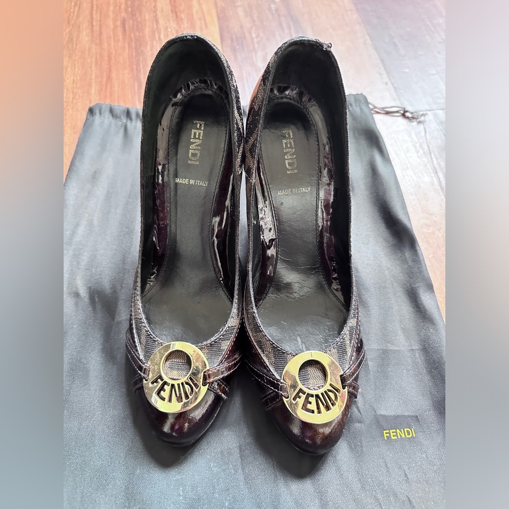 Authentic Fendi signature wedge size 6